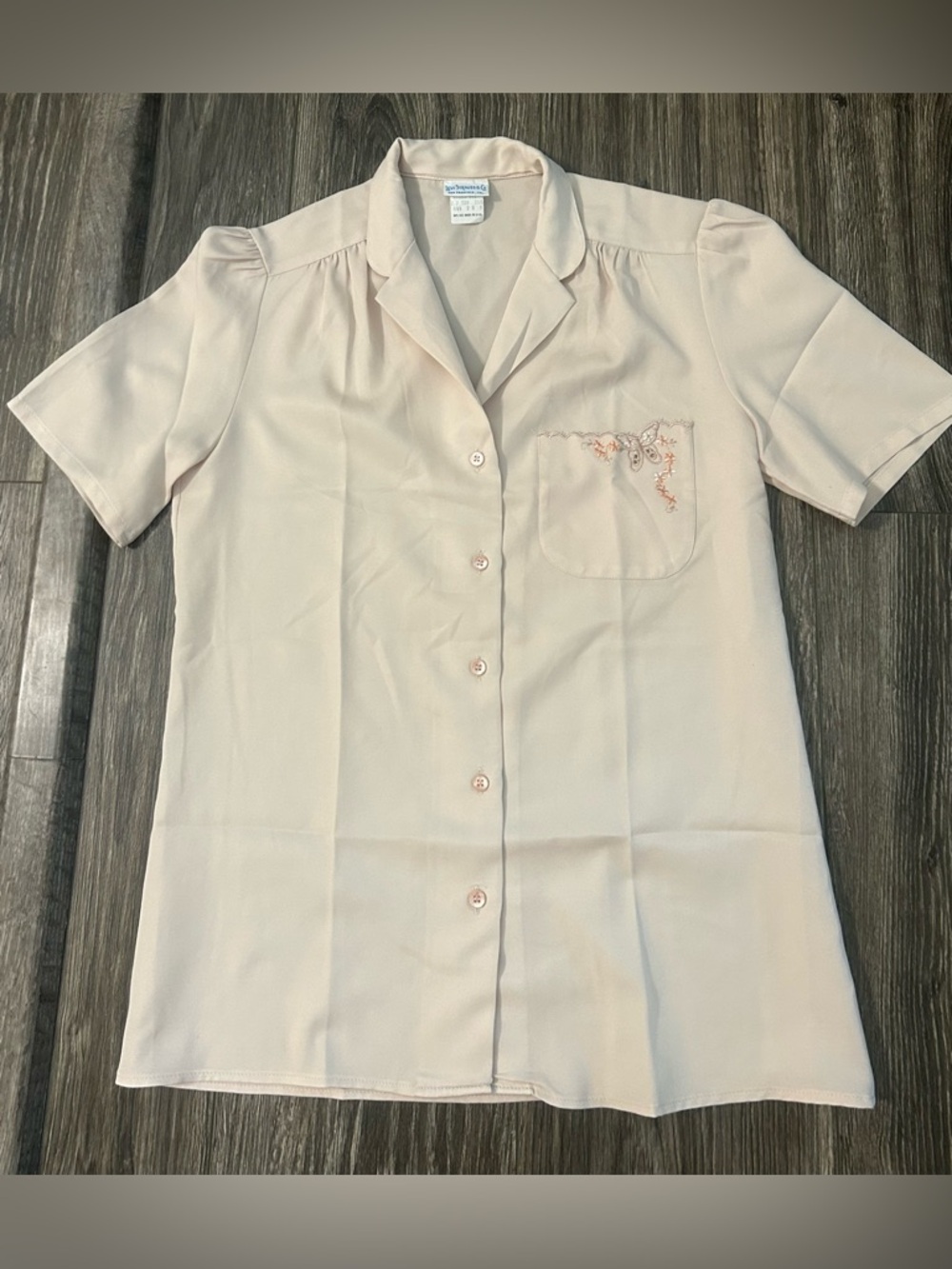 Vintage Levi Strauss & Co Cream Shortsleeve button-up blouse Made in U.S.A
